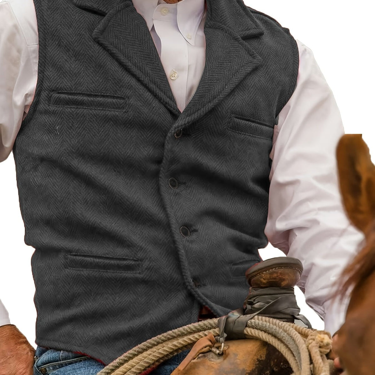 Herringbone Vest for Men | Heritage Style | Warm Wool Blend | Casual Wear