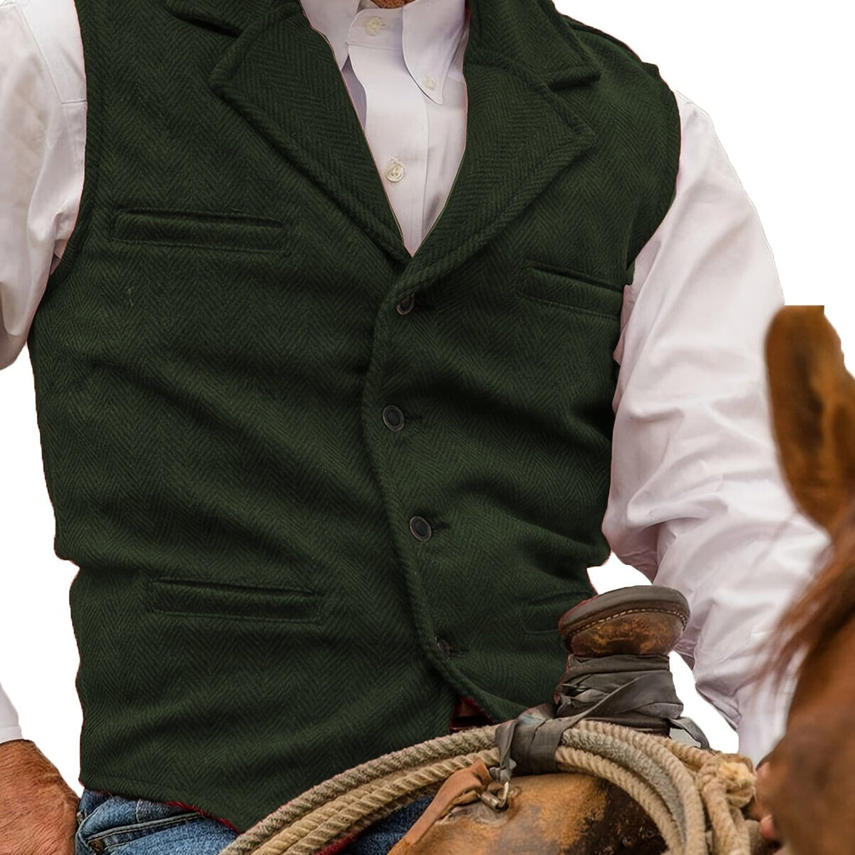 Herringbone Vest for Men | Heritage Style | Warm Wool Blend | Casual Wear