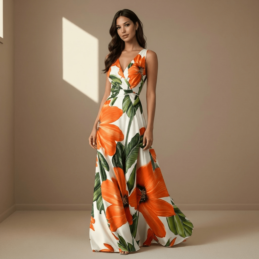Floral satin dress - Satinni