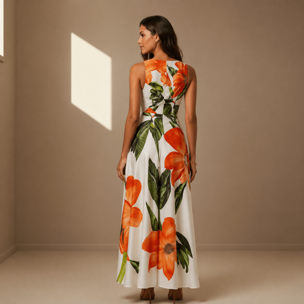 Floral satin dress - Satinni