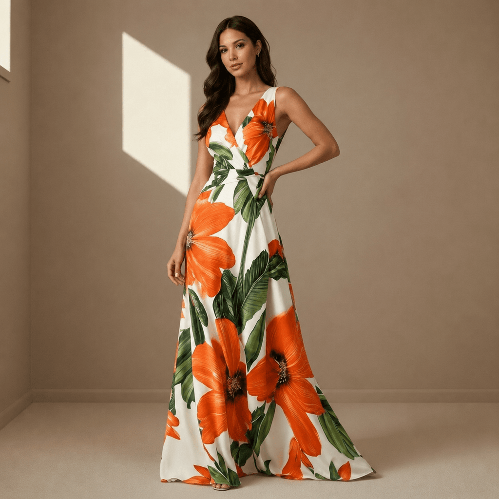 Floral satin dress - Satinni