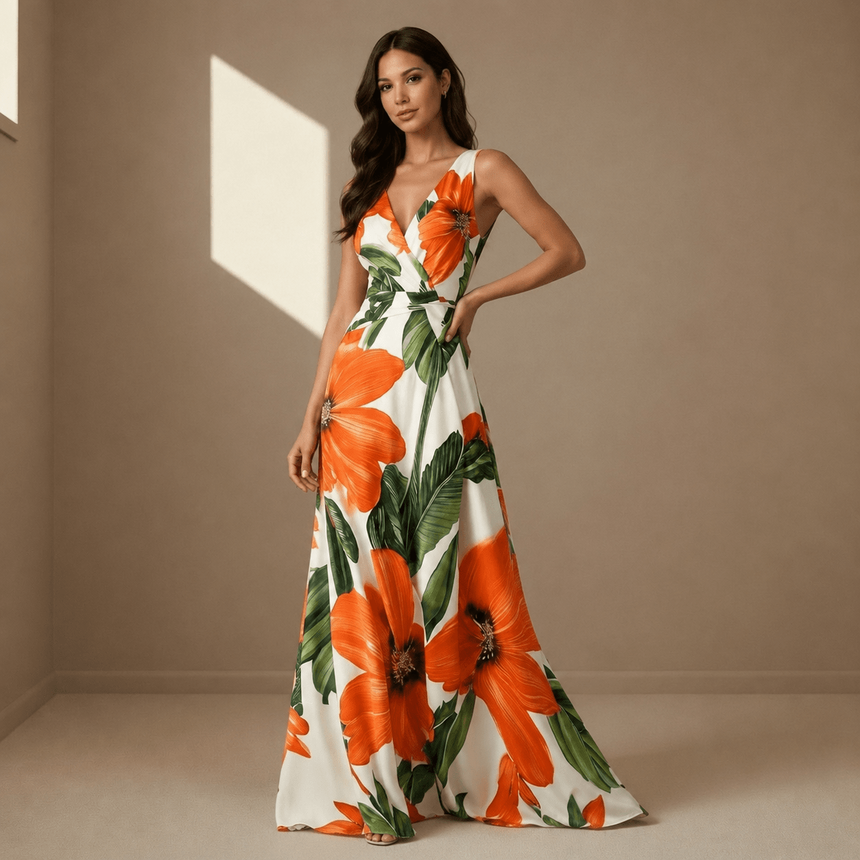 Floral satin dress - Satinni