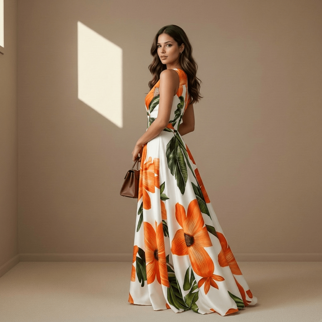 Floral satin dress - Satinni