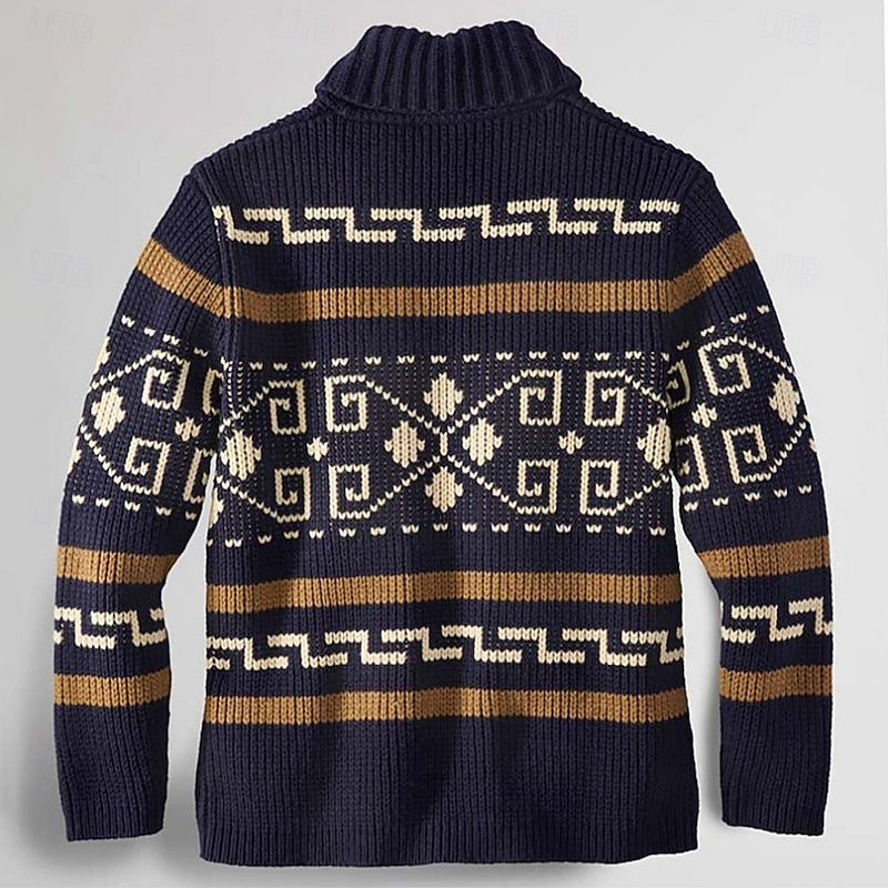 Patterned Zip Cardigan for Men's | Cozy Knitwear for Casual Wear
