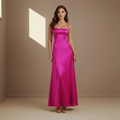 Fuchsia satin dress - Satinni
