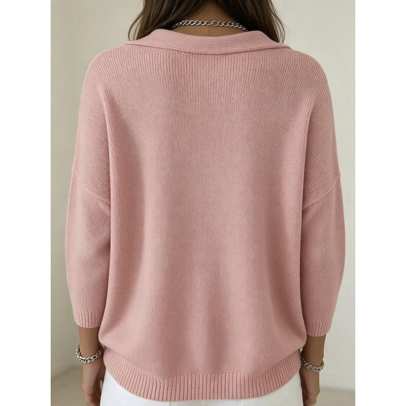 Cowl-Neck Sweater in Heathered Knit for Women - Casual Elegance