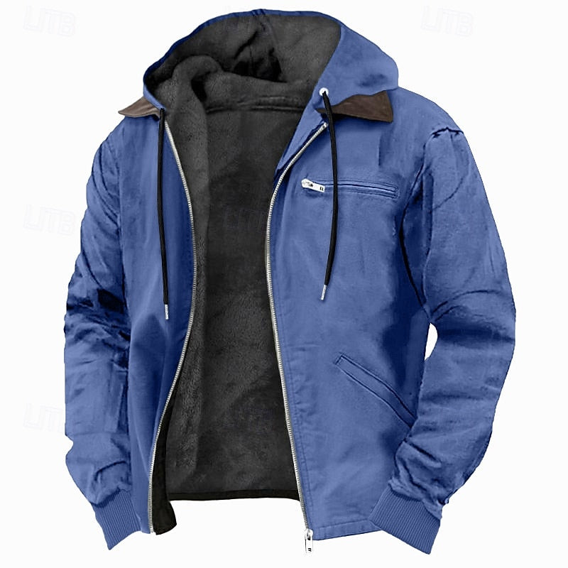 Fleece-Lined Hooded Jacket for Men | Warm, Casual Outerwear for Cold Weather