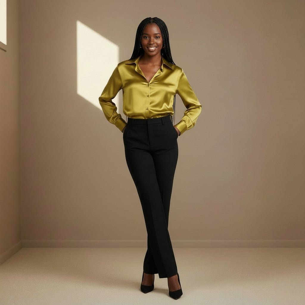 Gold Satin Shirt - Satinni