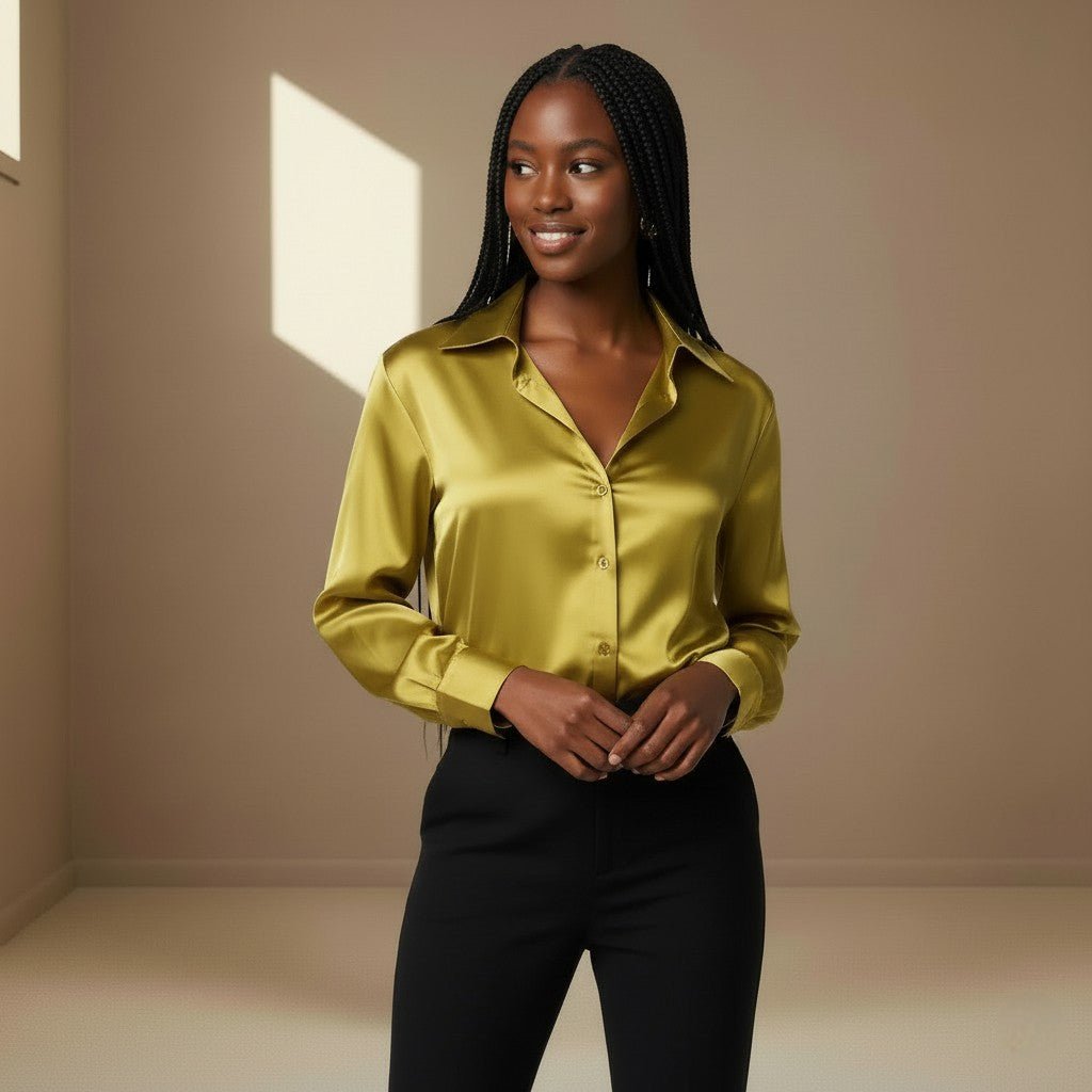 Gold Satin Shirt - Satinni