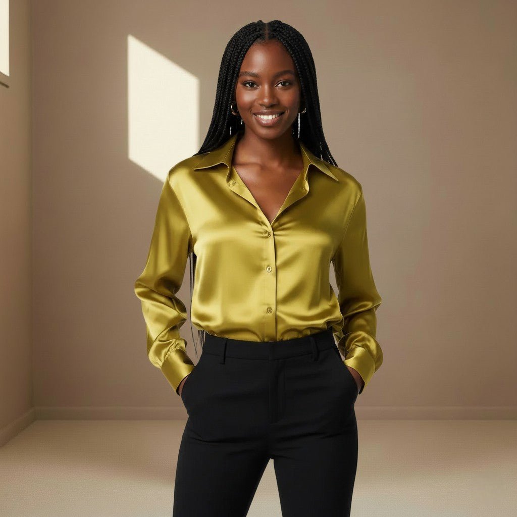Gold Satin Shirt - Satinni
