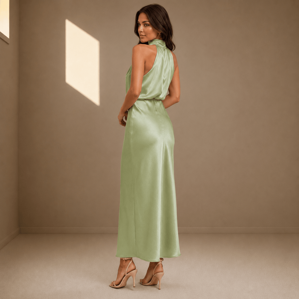 Green satin dress - Satinni