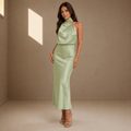 Green satin dress - Satinni