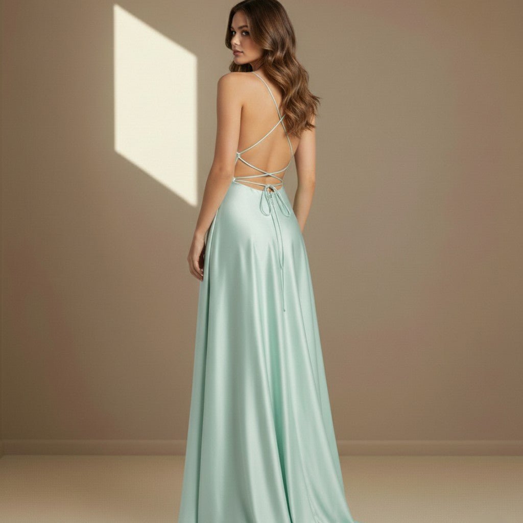 Green satin dress - Satinni