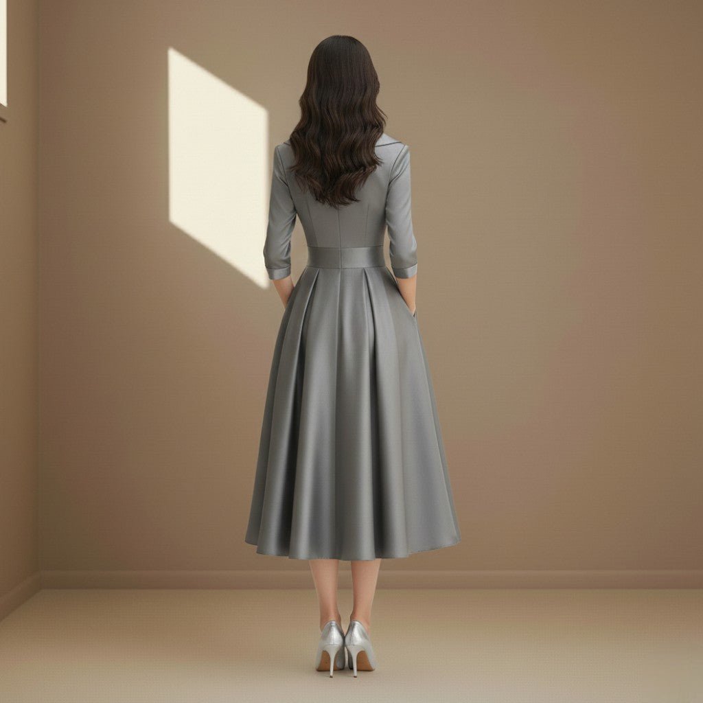 Grey satin dress - Satinni