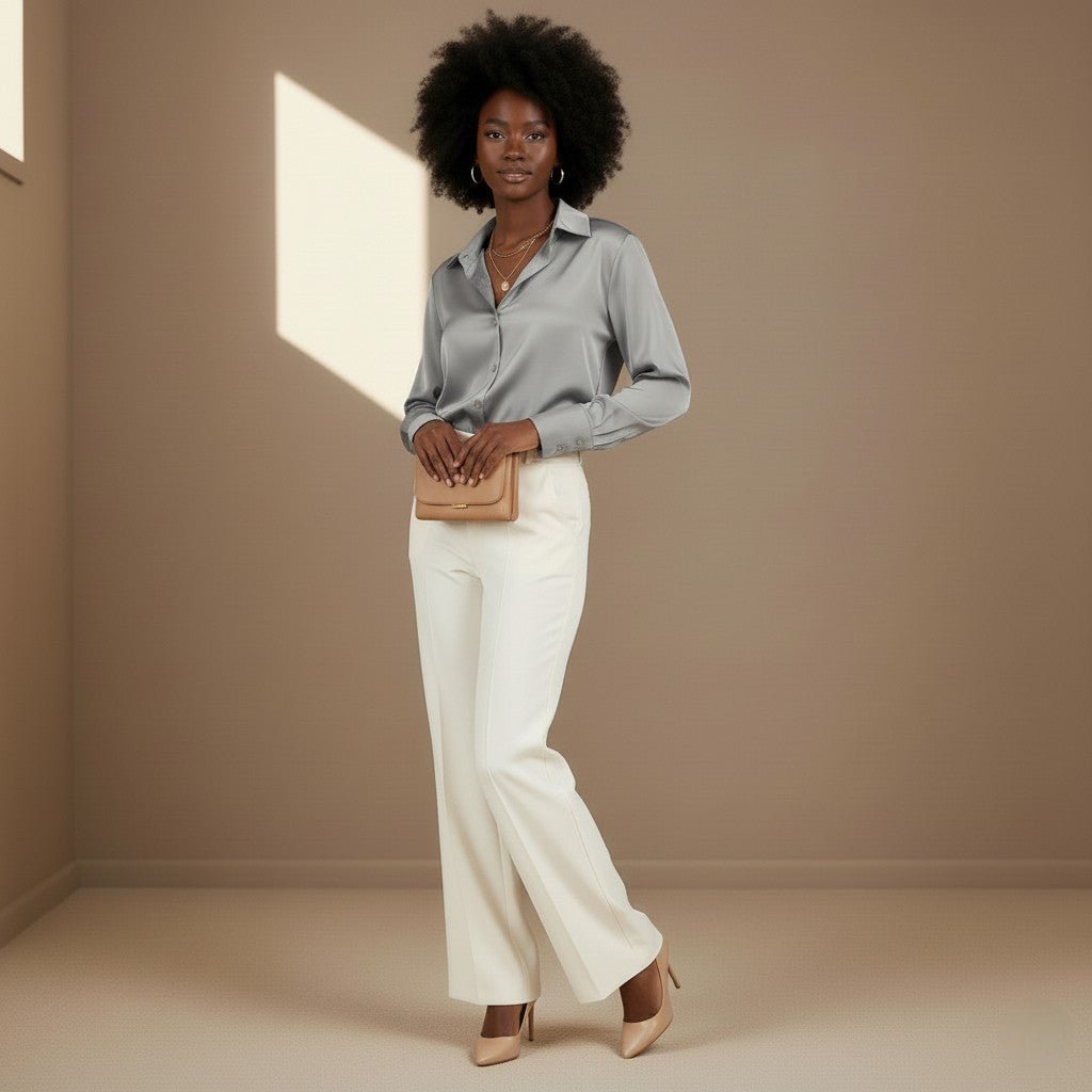 Grey Satin Shirt - Satinni