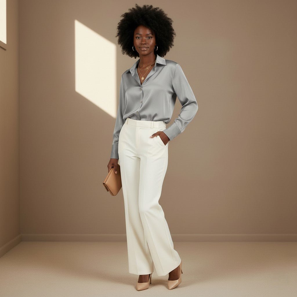 Grey Satin Shirt - Satinni