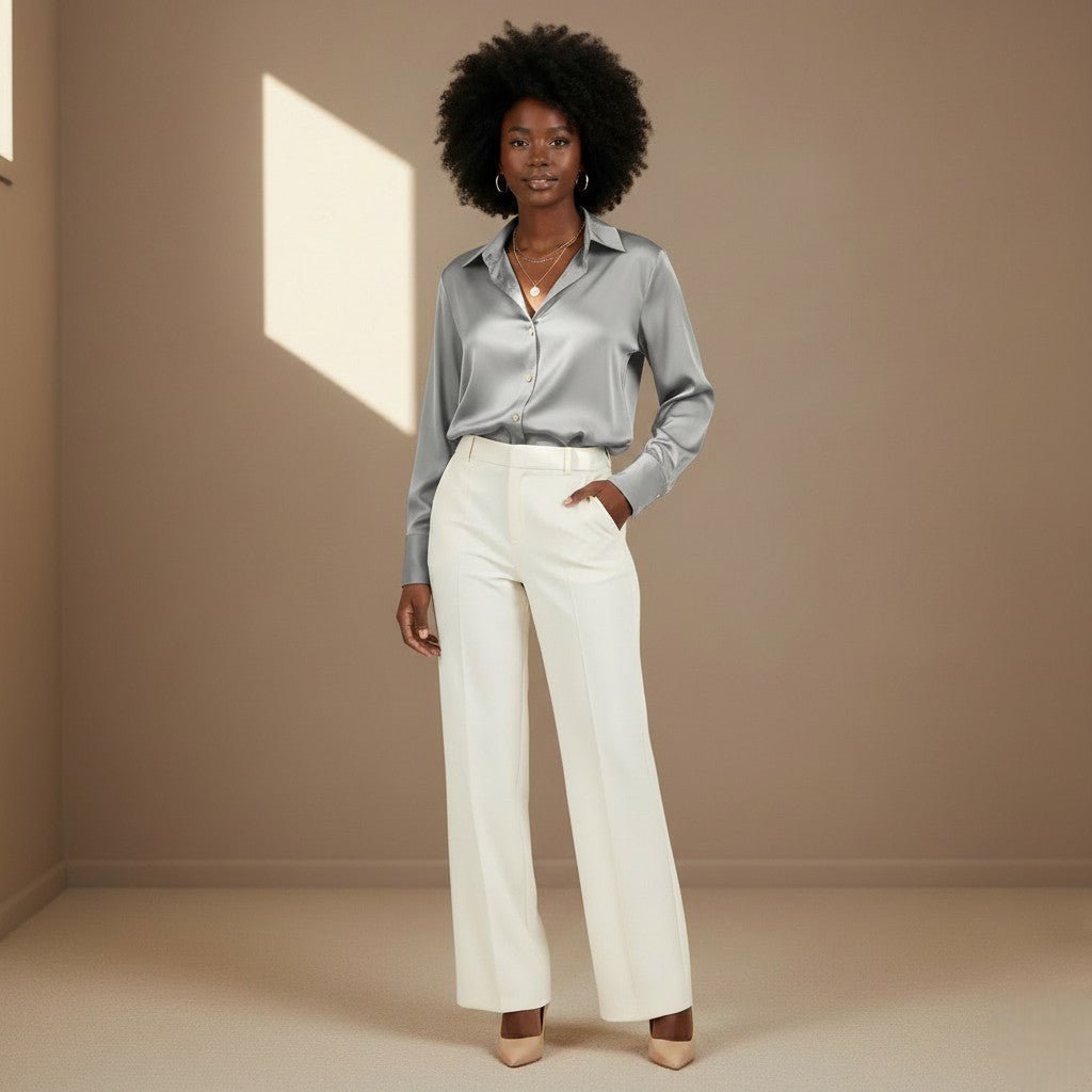 Grey Satin Shirt - Satinni