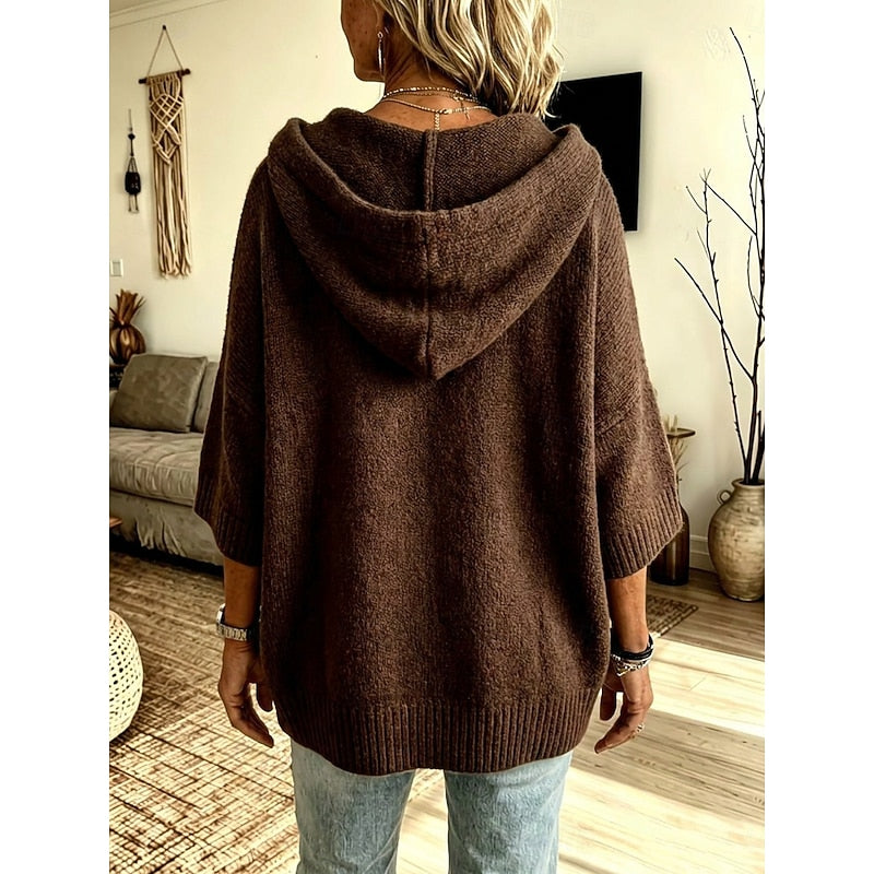 Cozy Open-Front Hooded Cardigan for Women in Soft Knit Fabric
