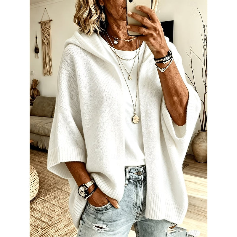 Cozy Open-Front Hooded Cardigan for Women in Soft Knit Fabric