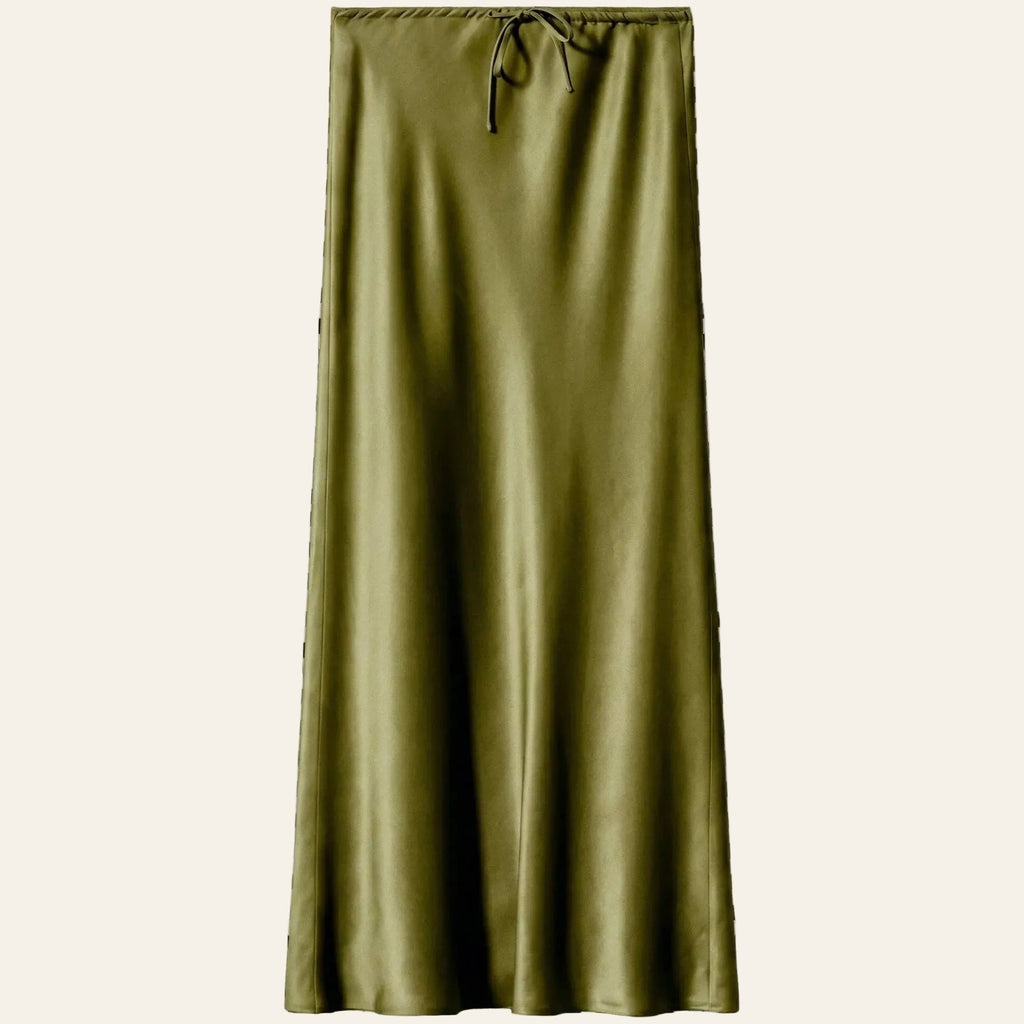 Khaki Satin Skirt - Satinni