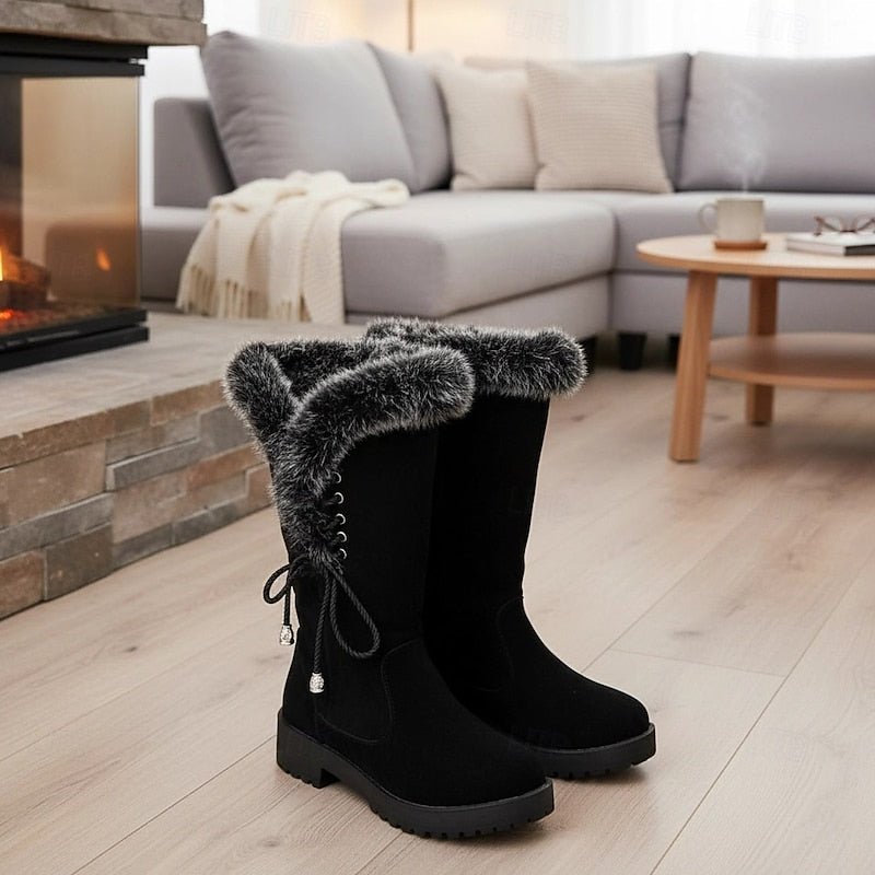 Knee-High Winter Boots with Fur Trim | Stylish and Warm Footwear for Cold Weather - Satinni