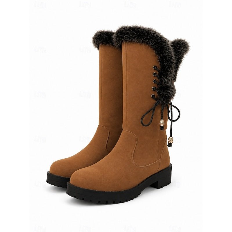 Knee-High Winter Boots with Fur Trim | Stylish and Warm Footwear for Cold Weather - Satinni