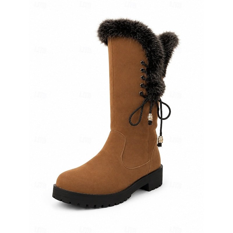 Knee-High Winter Boots with Fur Trim | Stylish and Warm Footwear for Cold Weather - Satinni
