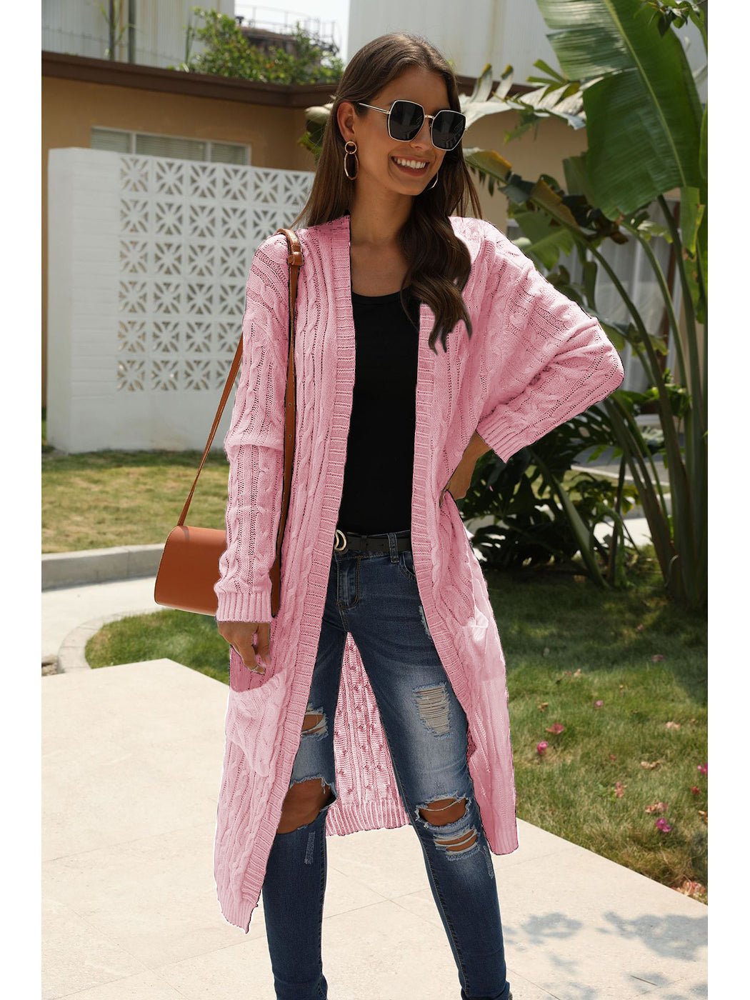 Knitted Long Sleeve Cardigan Sweater - Satinni