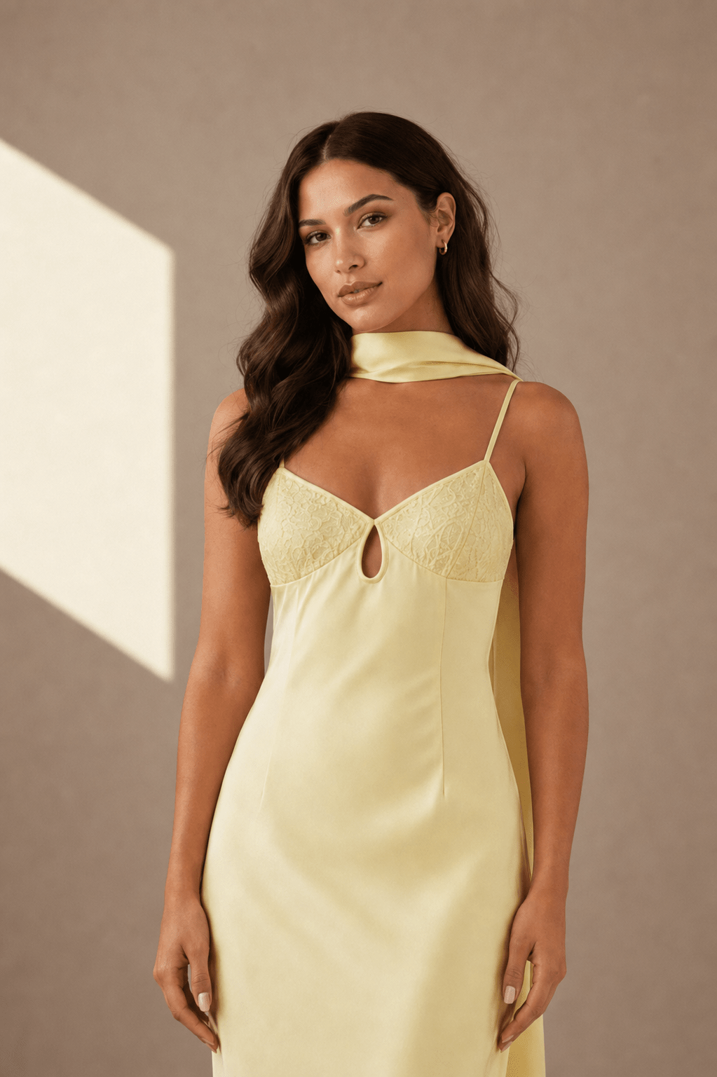 Lemon satin dress - Satinni
