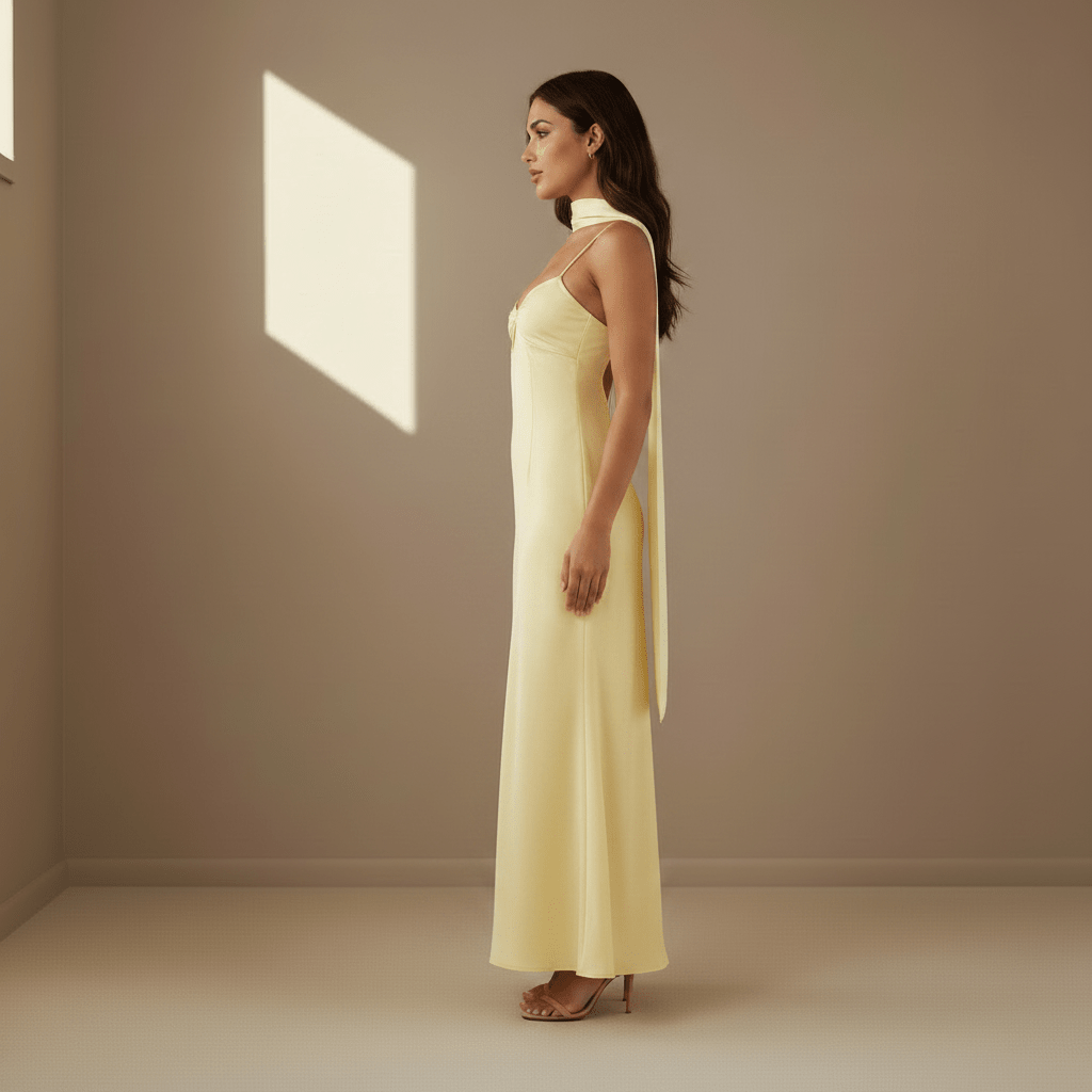 Lemon satin dress - Satinni