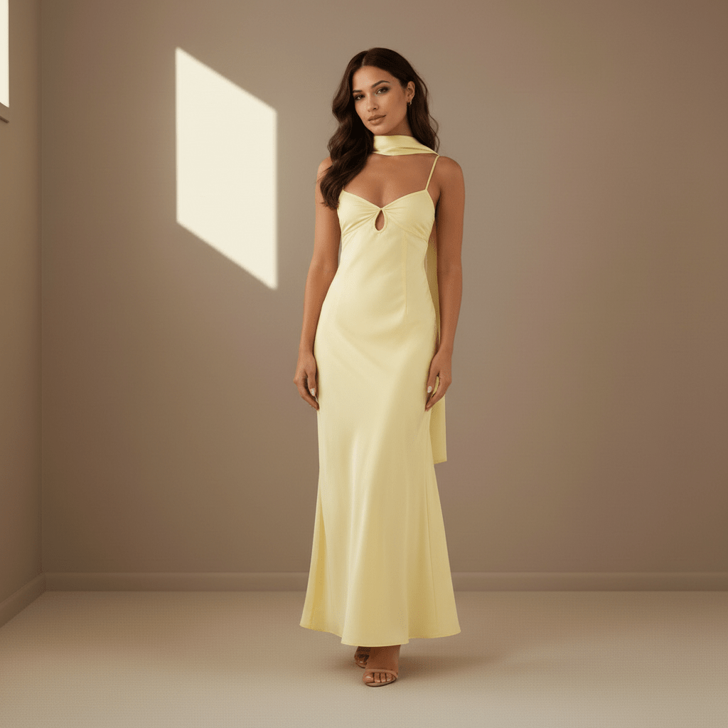 Lemon satin dress - Satinni