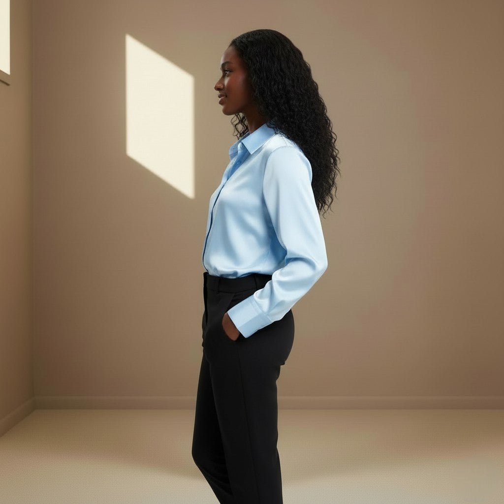 Light Blue Satin Shirt - Satinni