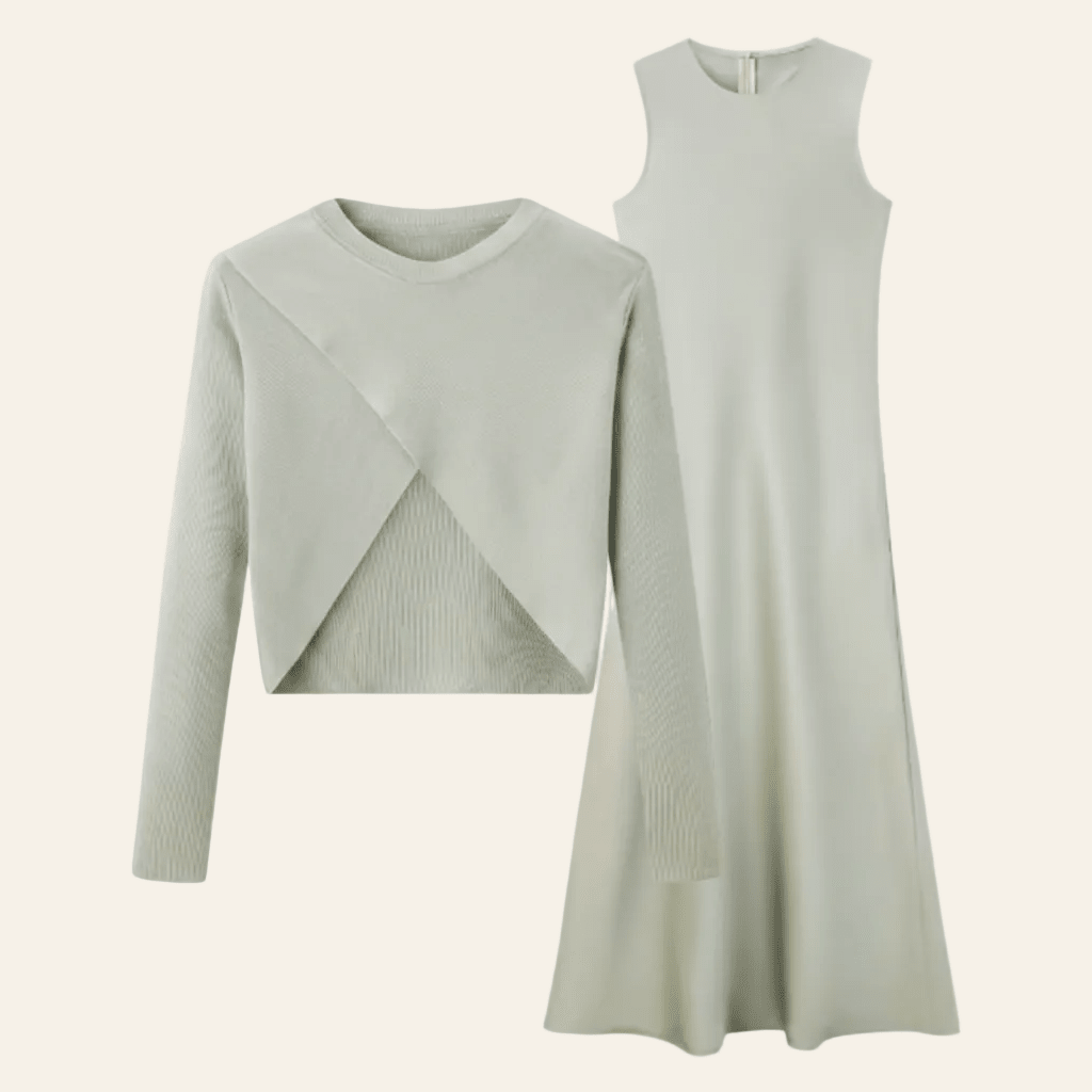 Light green satin dress - Satinni