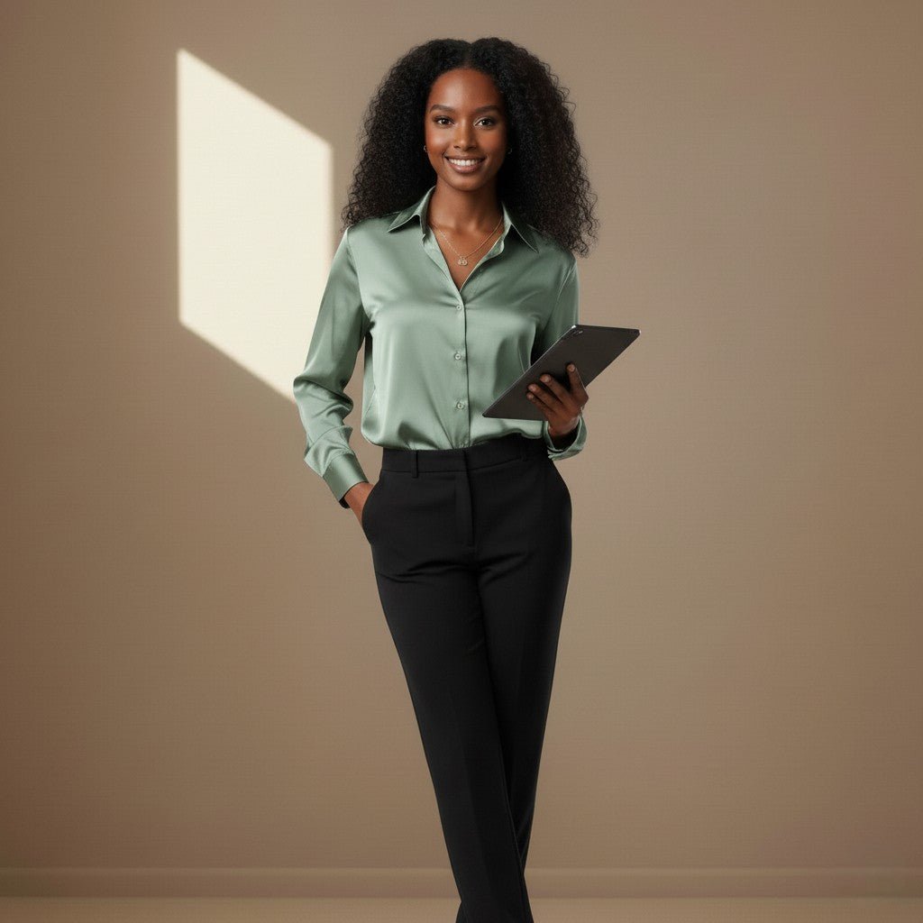 Light Green Satin Shirt - Satinni