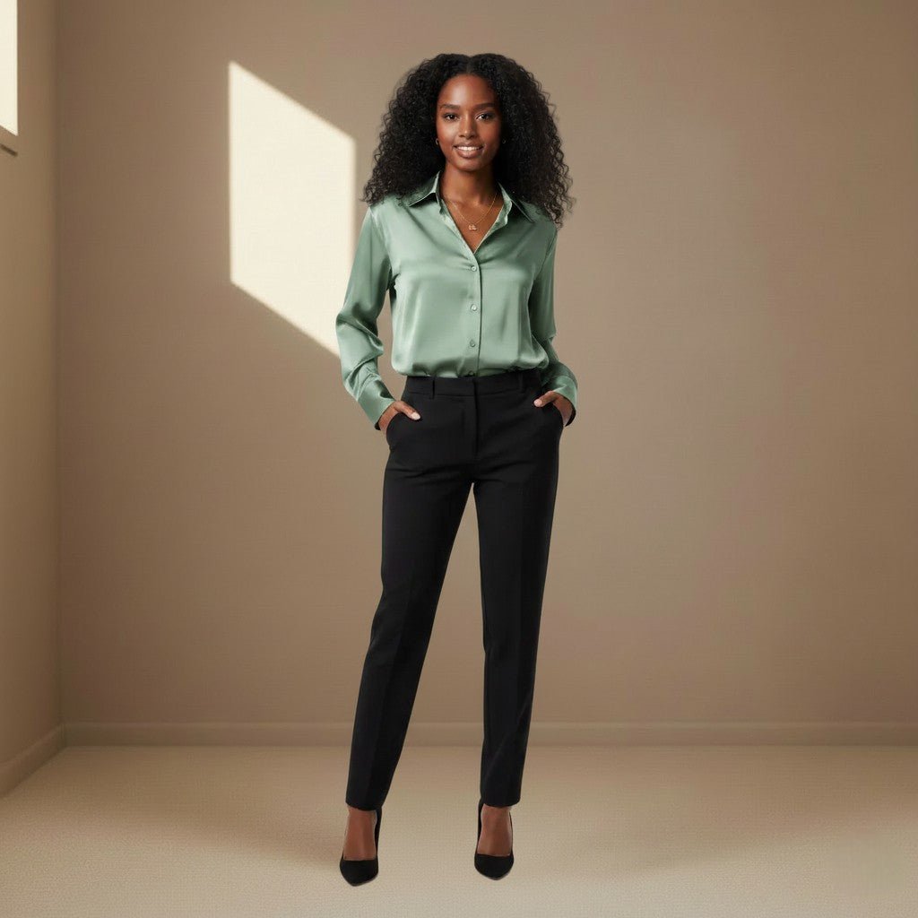 Light Green Satin Shirt - Satinni