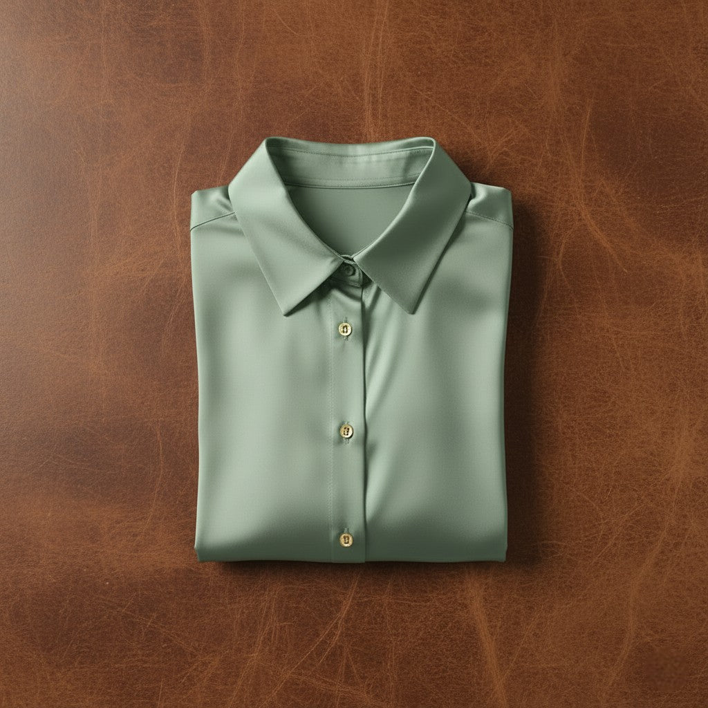 Light Green Satin Shirt - Satinni