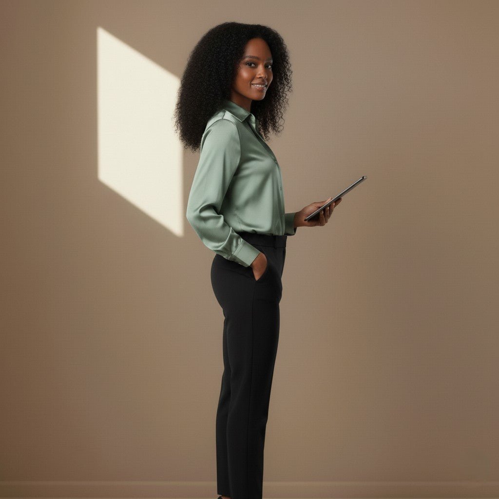 Light Green Satin Shirt - Satinni