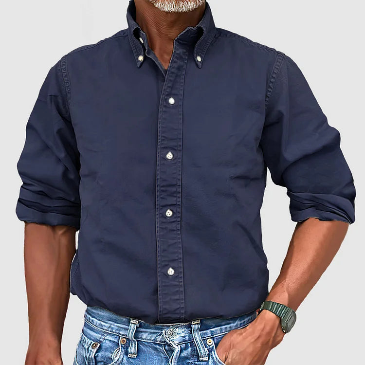 Classic Cotton Button-Down Shirt for Men - Versatile Casual or Office Wear