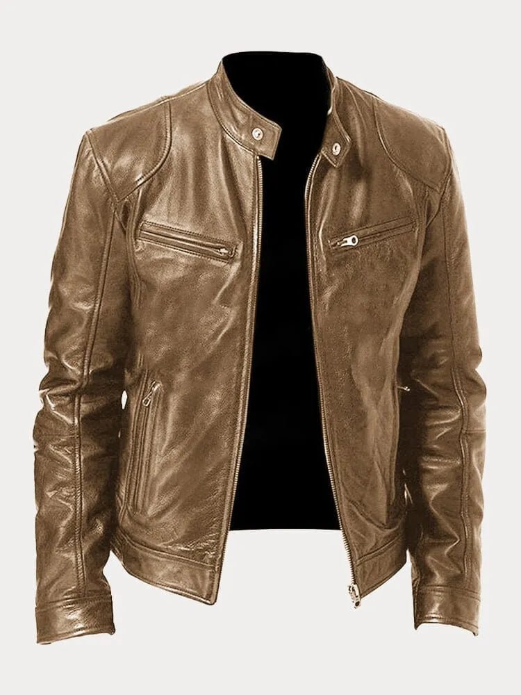 Men's Leather Casual Jacket - Stylish Everyday Outerwear for All Seasons - Satinni