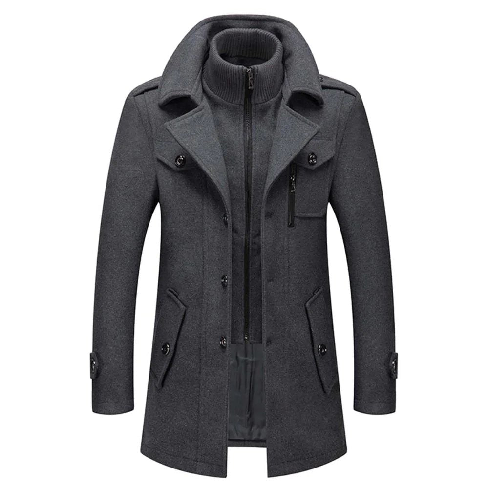 Men's Lined Winter Coat - Two-Piece Design for Cold Weather Protection - Satinni