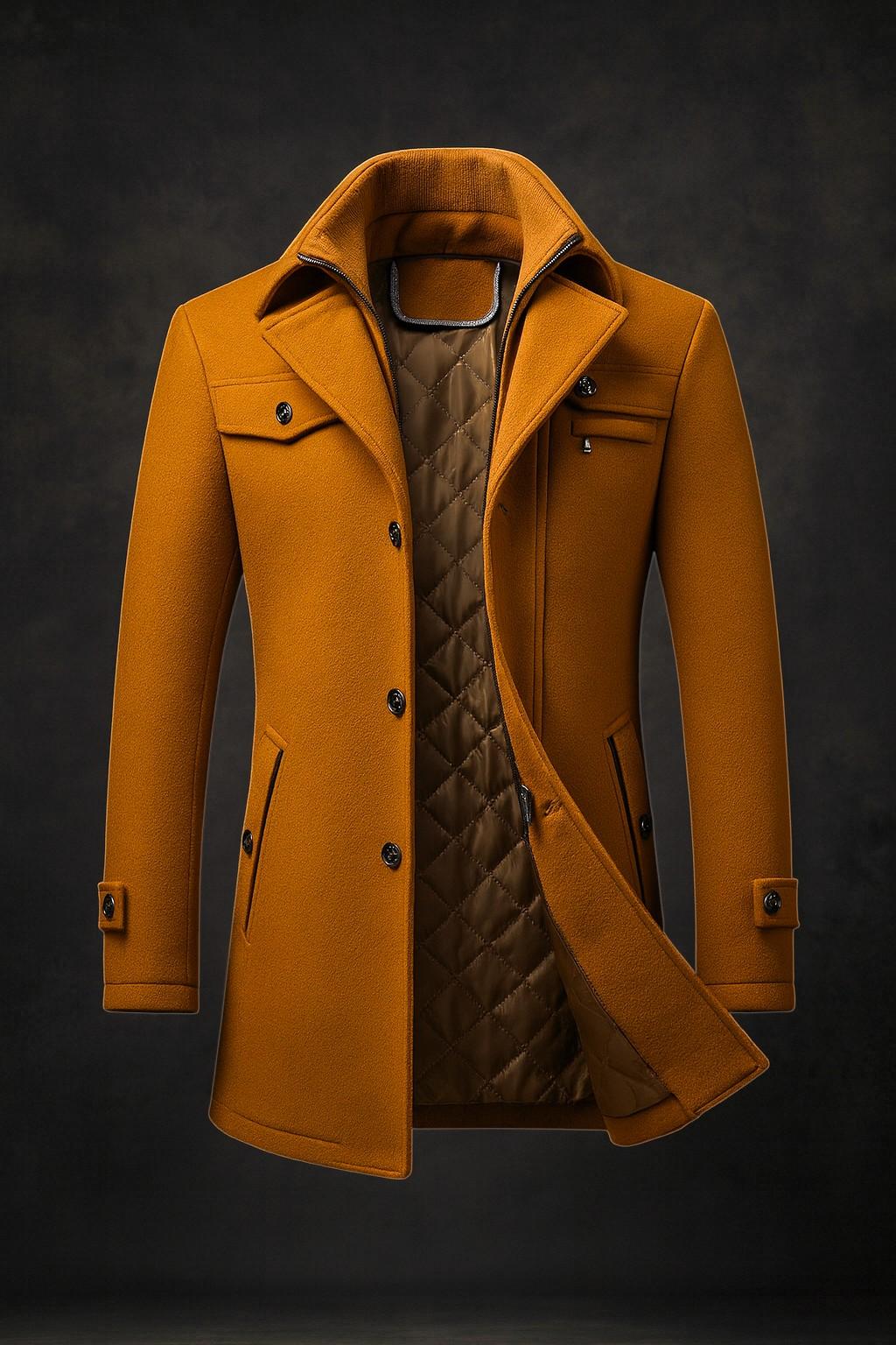 Men's Warm Lined Winter Coat with Textured Collar - Durable Outerwear for Cold Weather - Satinni