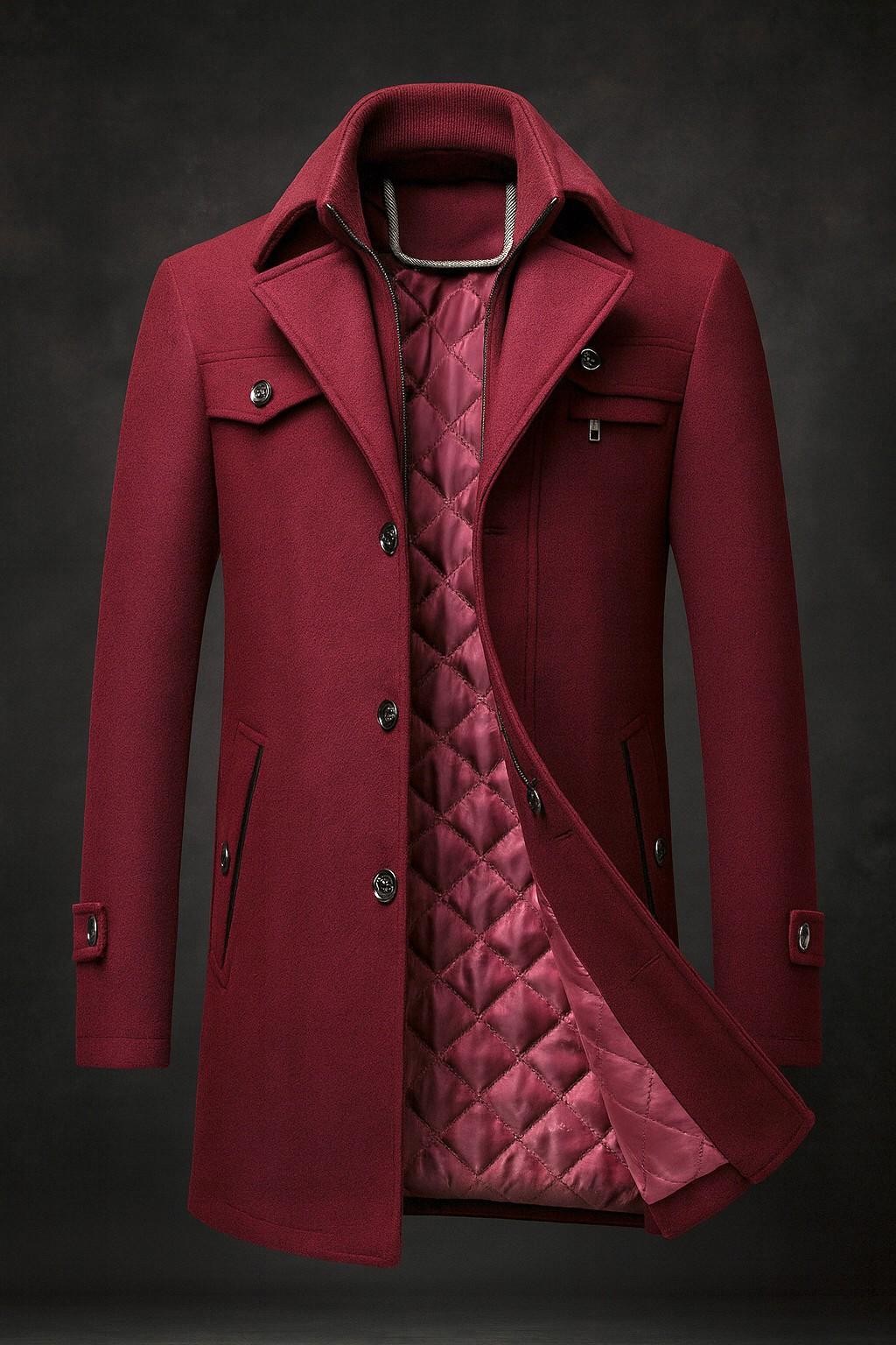 Men's Warm Lined Winter Coat with Textured Collar - Durable Outerwear for Cold Weather - Satinni
