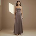 Mocha satin dress - Satinni