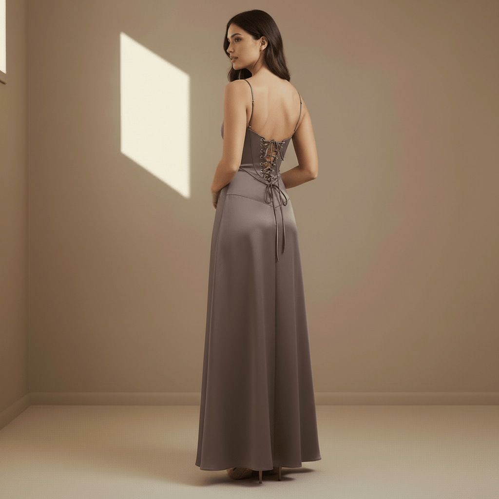 Mocha satin dress - Satinni