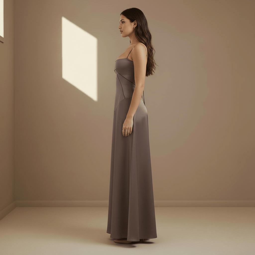 Mocha satin dress - Satinni