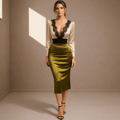 Olive satin dress - Satinni