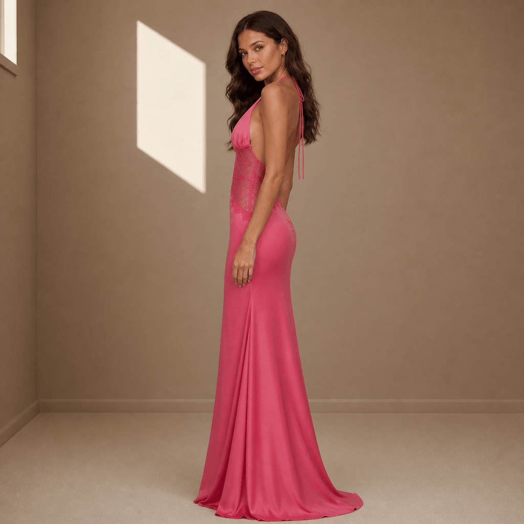 Pink satin dress - Satinni