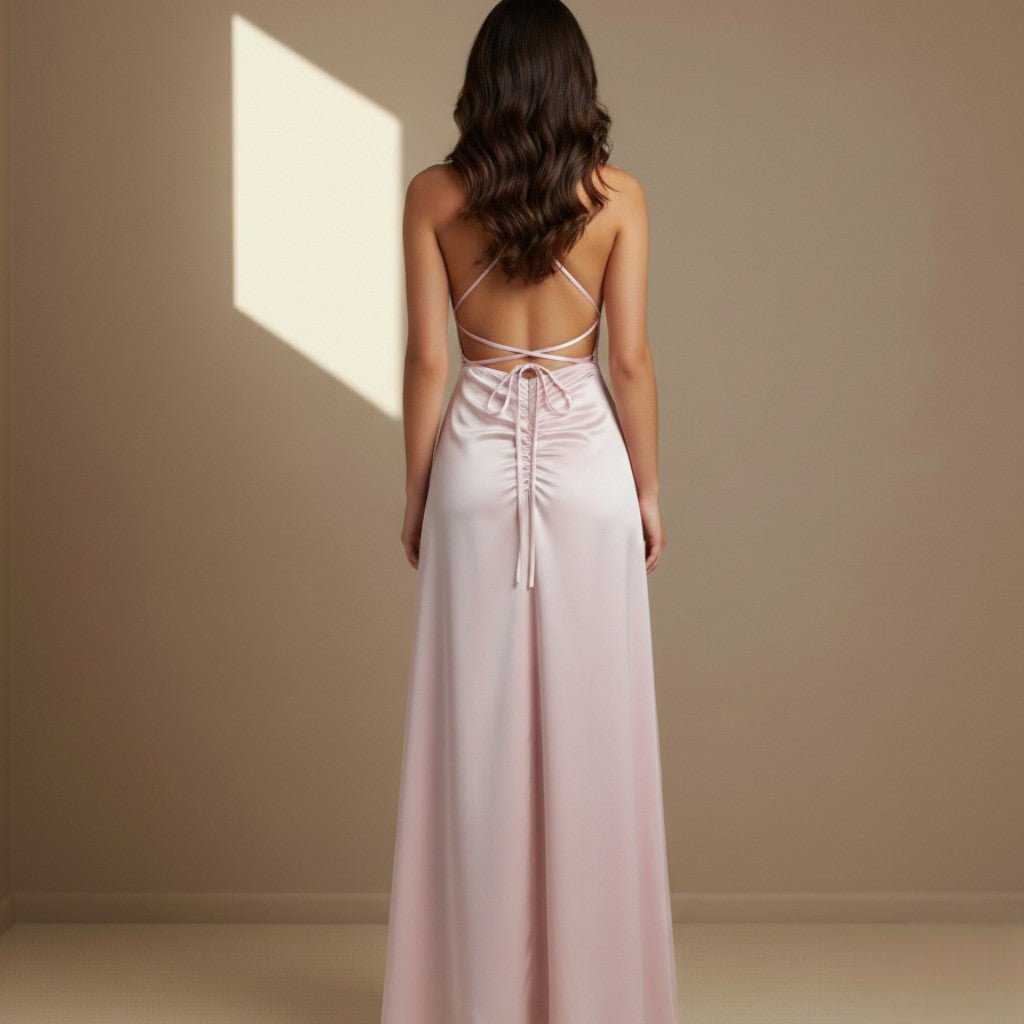 Pink satin dress - Satinni