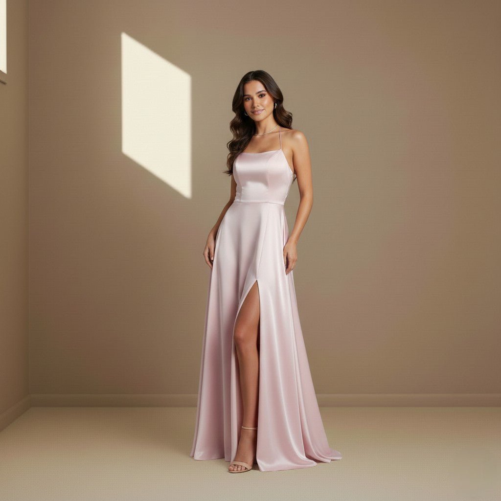 Pink satin dress - Satinni