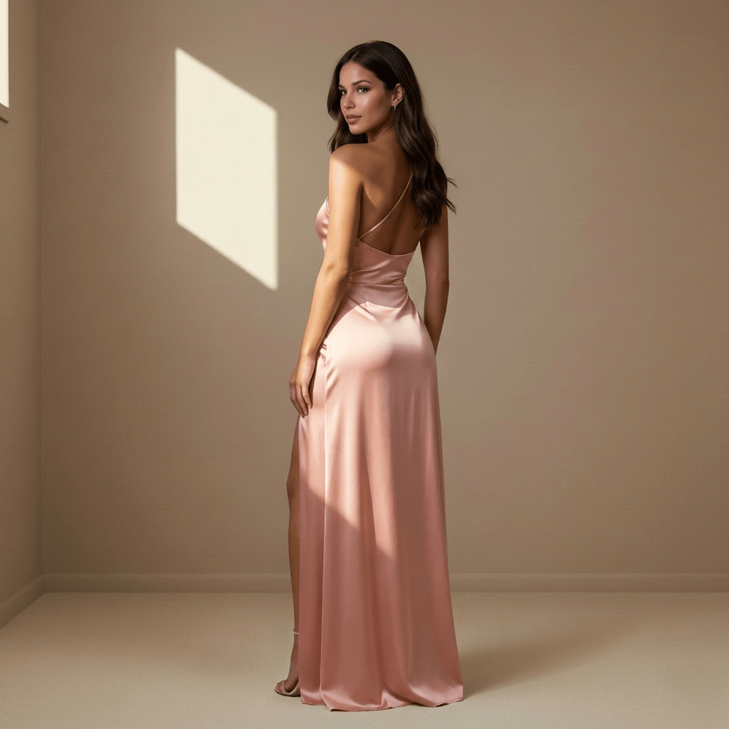 Pink satin dress - Satinni